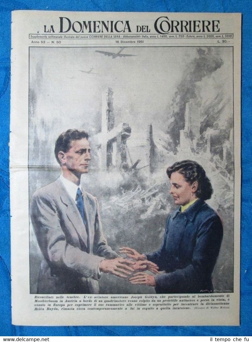 La Domenica del Corriere 16 dicembre 1951 J.Goldyn - Ceccano,Roma …