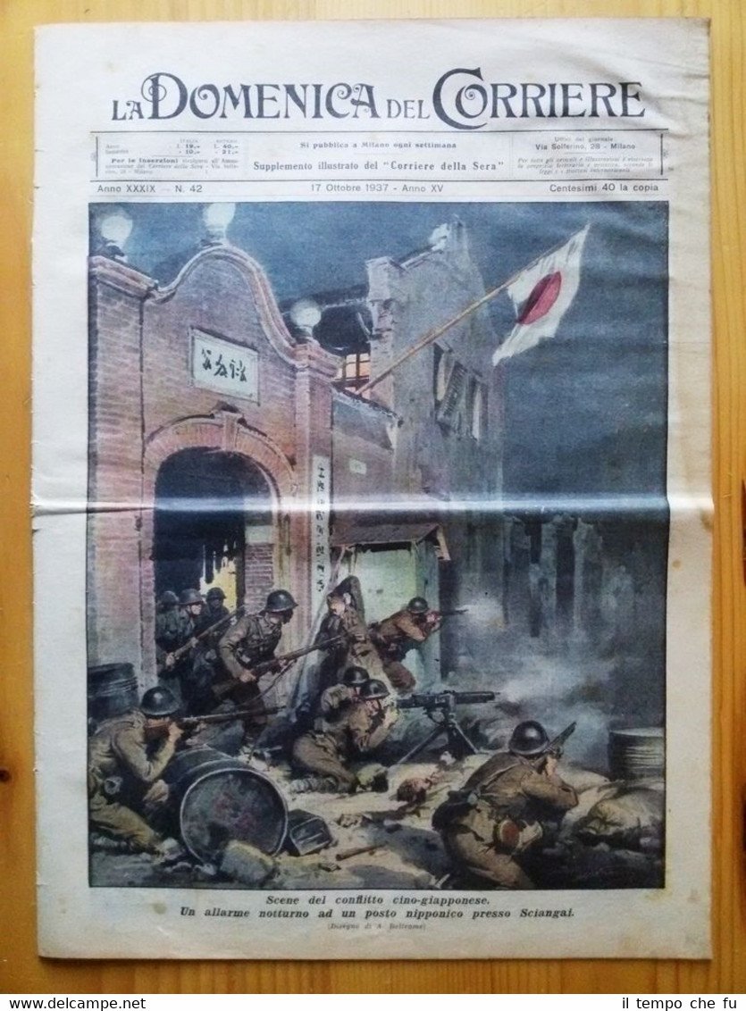 La Domenica del Corriere 17 ottobre 1937 Shangai-Adria-Piove di Sacco-Galvani | Immagine principale
