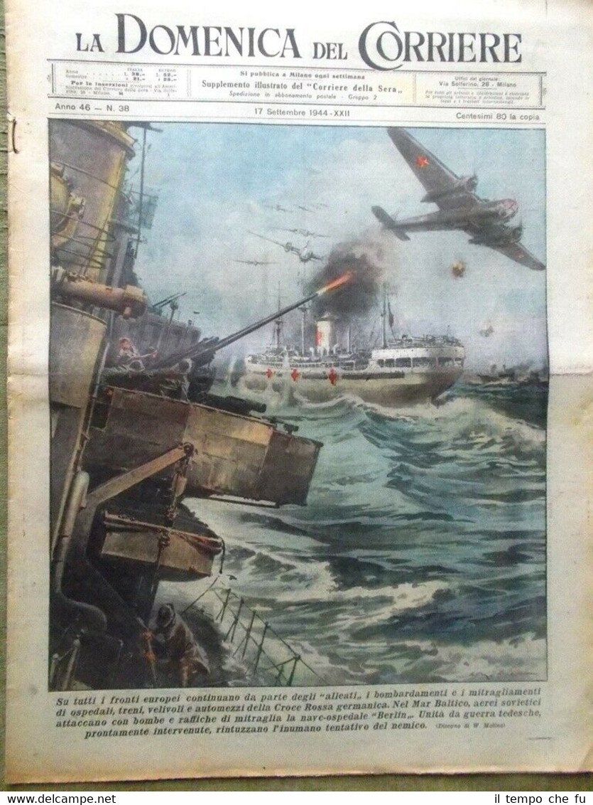 La Domenica del Corriere 17 Settembre 1944 WW2 Baltico Alleati …