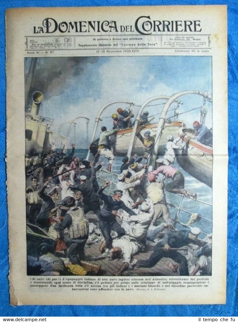 La Domenica del Corriere 18 novembre 1939 Atlantico - Giaguaro …