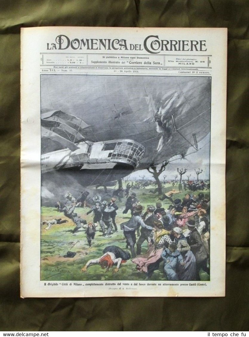 La Domenica del Corriere 19 Aprile 1914 Dirigibile Mercato in …