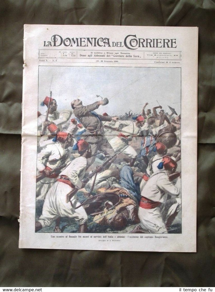 La Domenica del Corriere 19 Gennaio 1908 Cap. Bongiovanni Freddo …