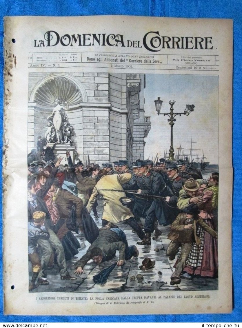 La Domenica del Corriere 2 marzo 1902 Trieste - Santos …