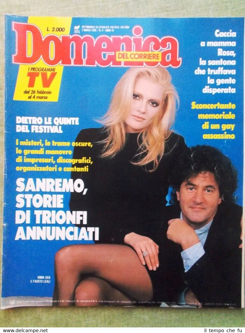 La Domenica del Corriere 2 Marzo 1989 Sanremo Boldi Carrà …
