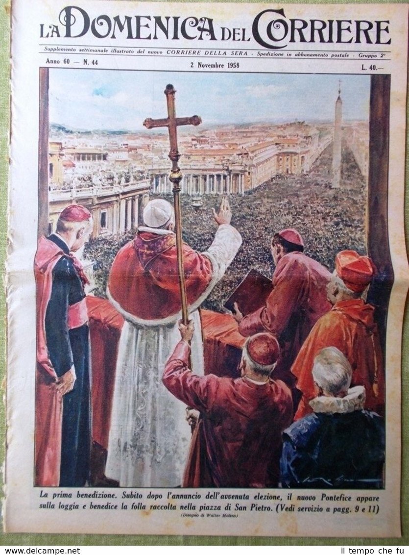 La Domenica del Corriere 2 Novembre 1958 Il Nuovo Pontefice …