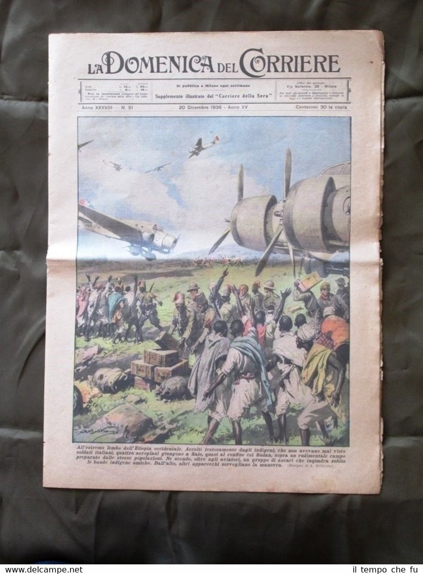 La Domenica del Corriere 20 Dicembre 1936 Aereo Soldi Marsiglia …