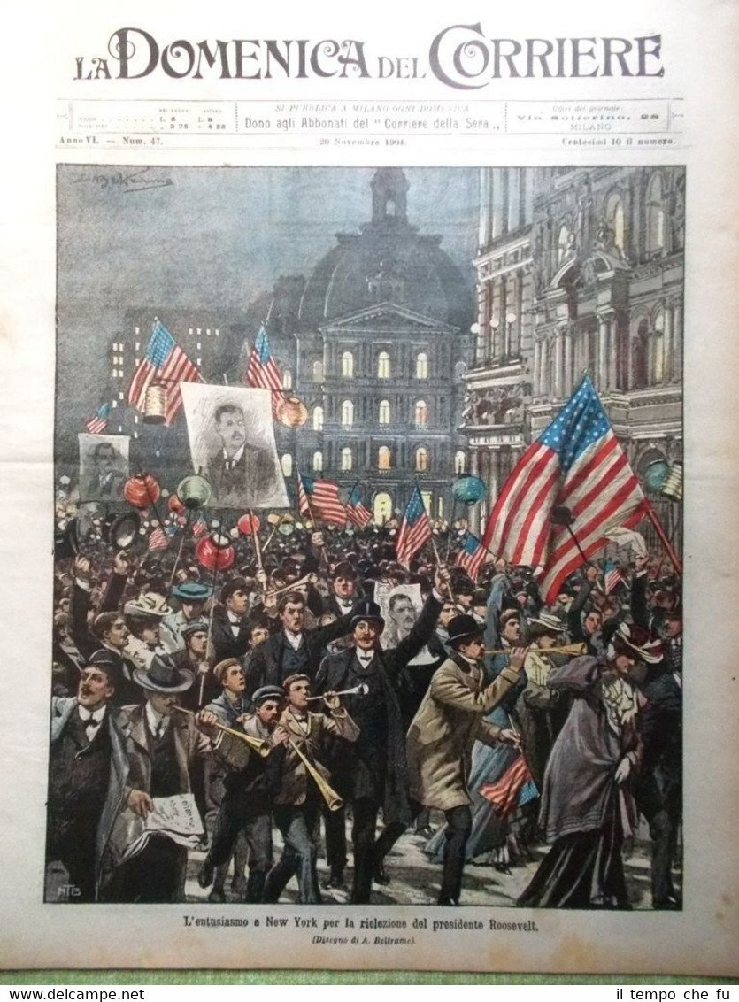 La Domenica del Corriere 20 Novembre 1904 Elezione Roosevelt Salvagente …