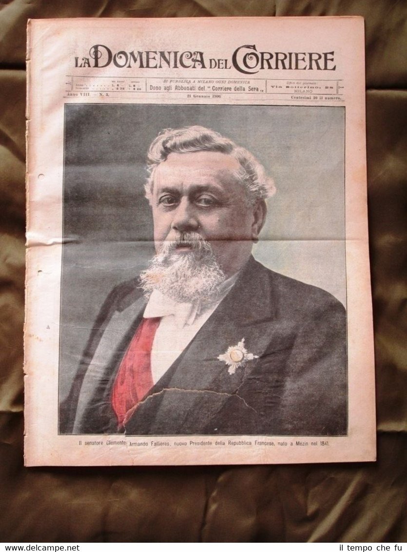 La Domenica del Corriere 21 Gennaio 1906 Presidente Falliéres Operai …