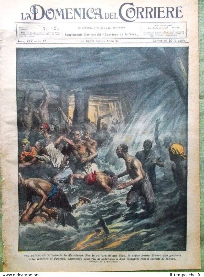 La Domenica del Corriere 22 Aprile 1928 Miniera Manciuria Nobile … | Immagine principale