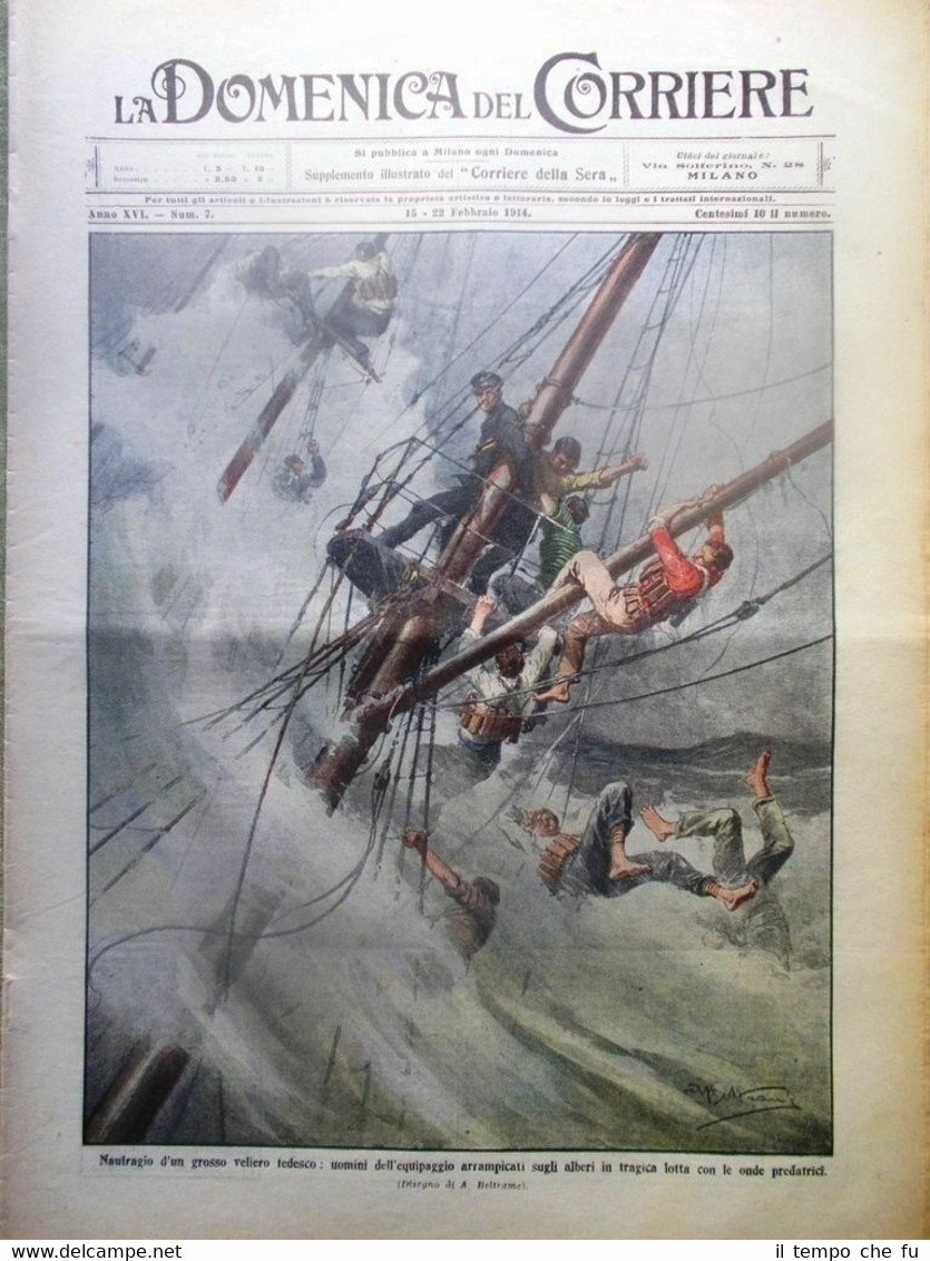La Domenica del Corriere 22 Febbraio 1914 Naufragio Leoni Fezzan …
