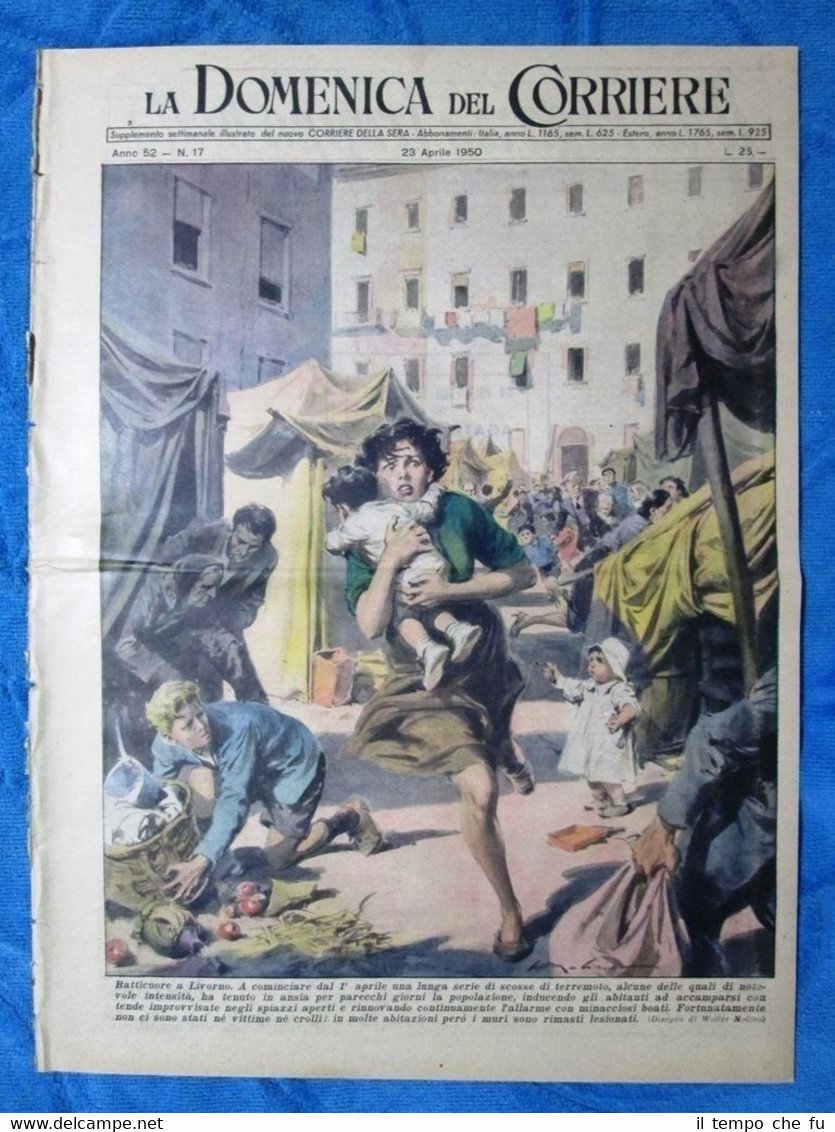 La Domenica del Corriere 23 aprile 1950 Livorno- Don Breceli-Suor …