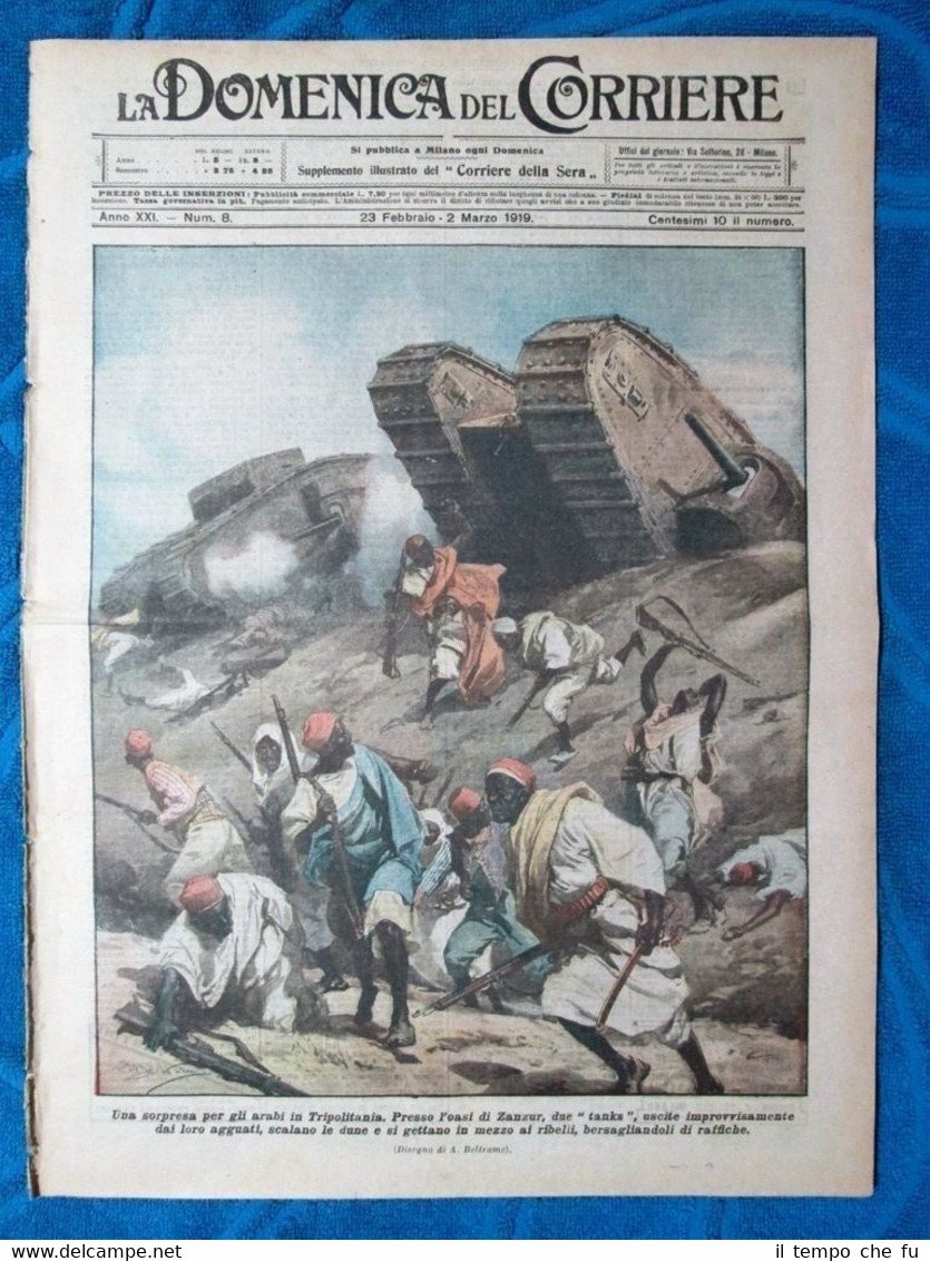 La Domenica del Corriere 23 febbraio 1919 Zanzur - Postumia …