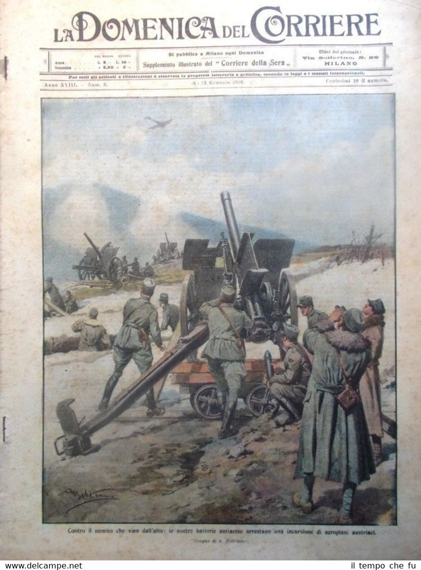 La Domenica del Corriere 23 Gennaio 1916 WW1 Aeroplani Austria …