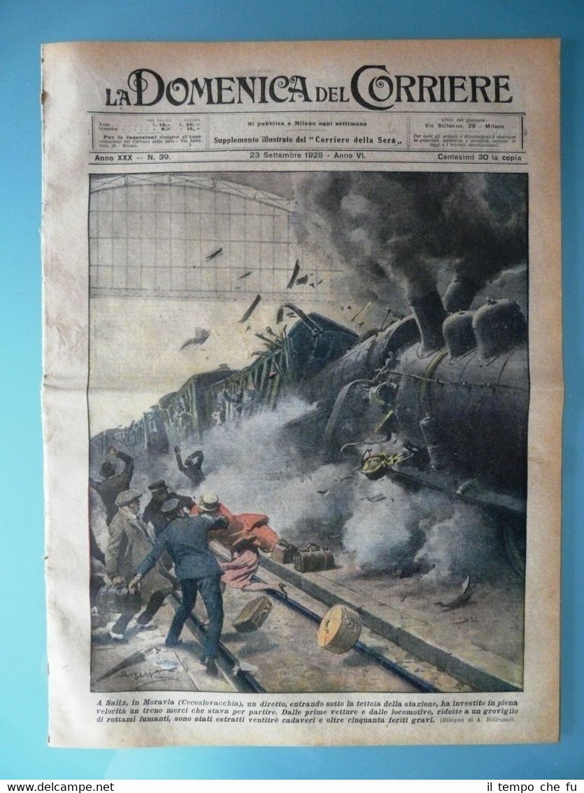 La Domenica del Corriere 23 settembre 1928 Saitz Moravia Treno …
