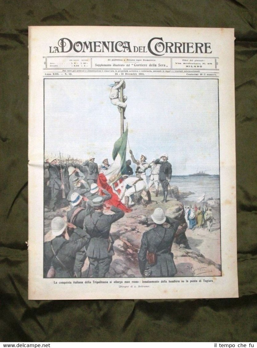 La Domenica del Corriere 24 Dicembre 1911 Bandiera Tagiura Tripoli …