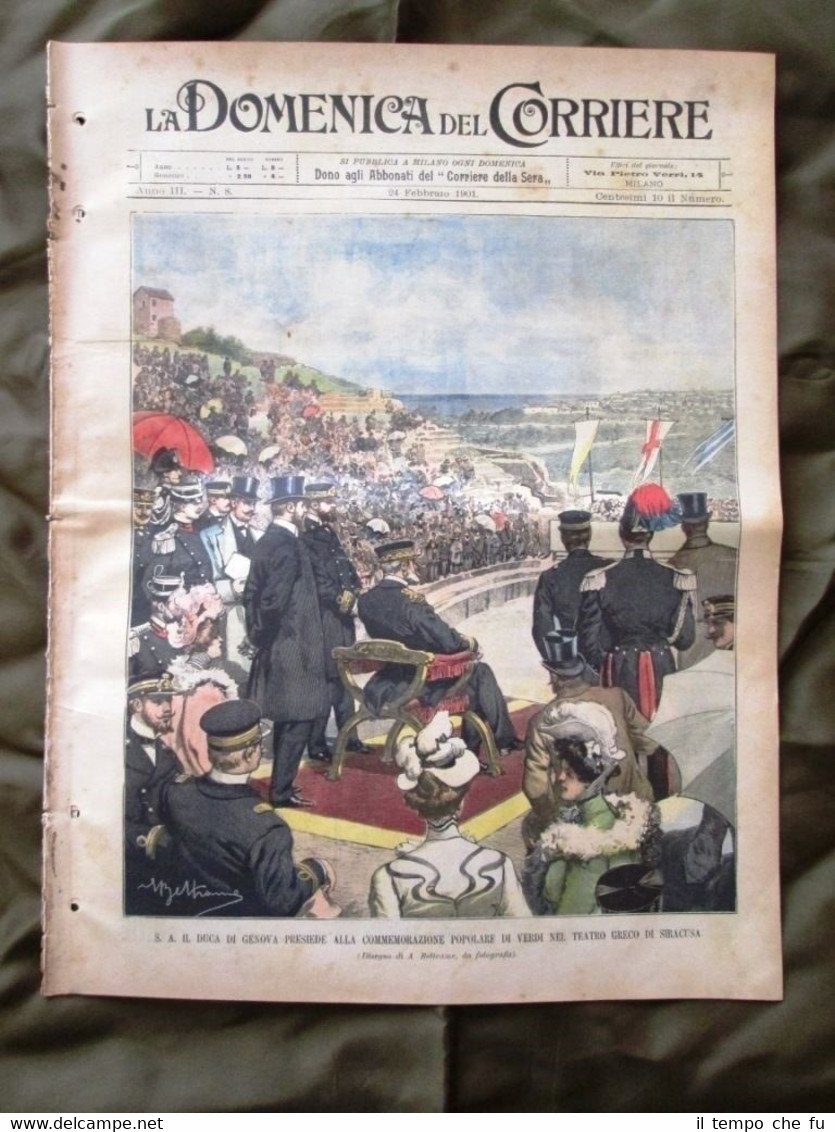 La Domenica del Corriere 24 Febbraio 1901 Duca di Genova-Carabinieri-Pulcinella