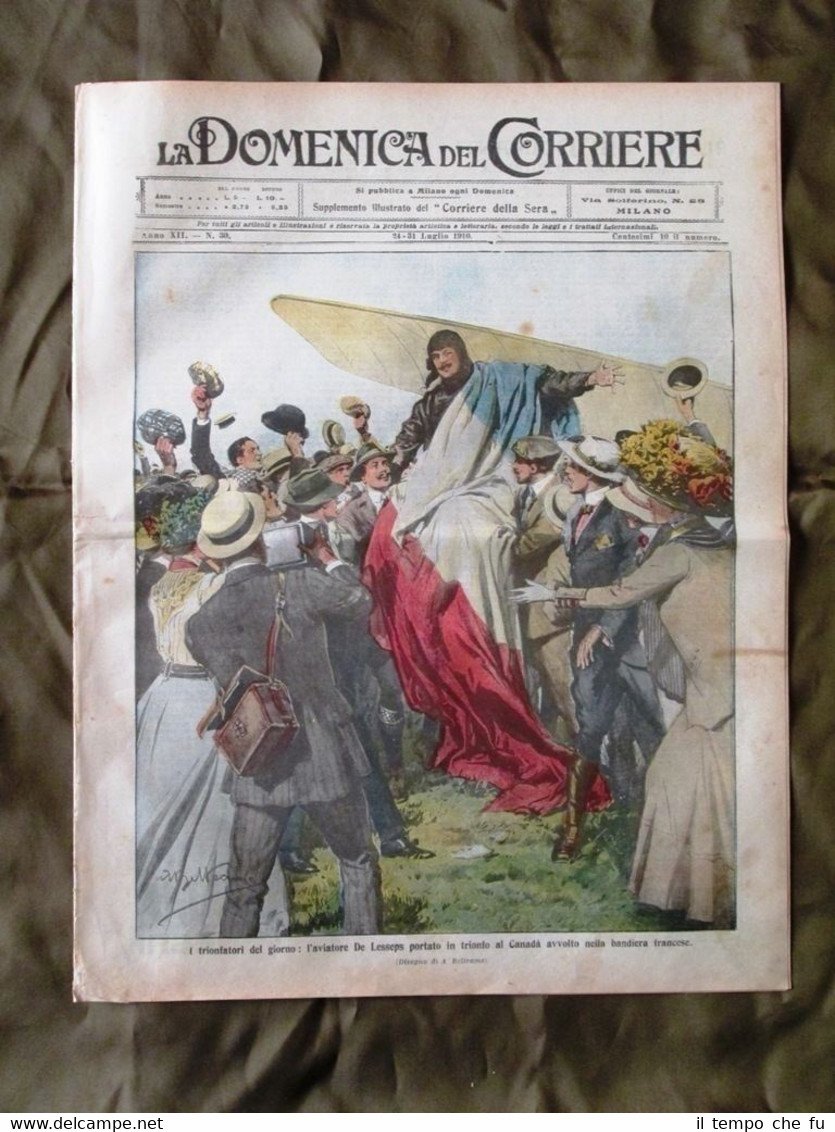 La Domenica del Corriere 24 Luglio 1910 De Lesseps Naufragio …