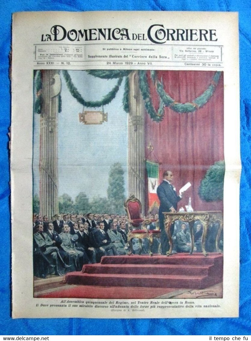 La Domenica del Corriere 24 marzo 1929 Mussolini - Bonnie …