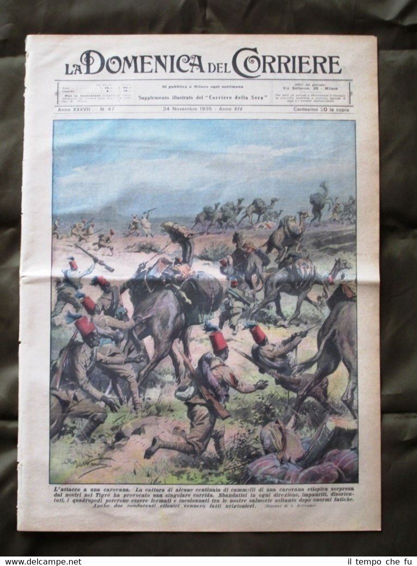 La Domenica del Corriere 24 Novembre 1935 Cammelli Nave Scogli …
