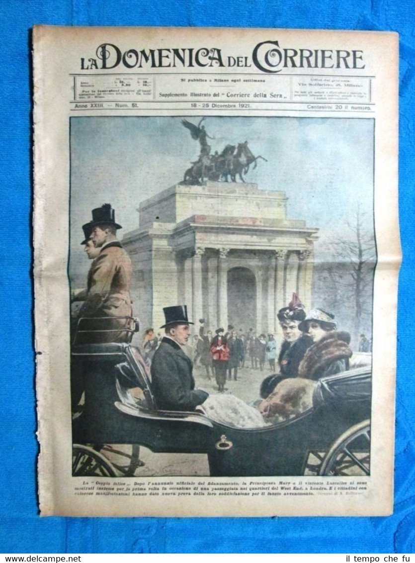 La Domenica del Corriere 25 dicembre 1921 Mary-Lascelles - Umberto …