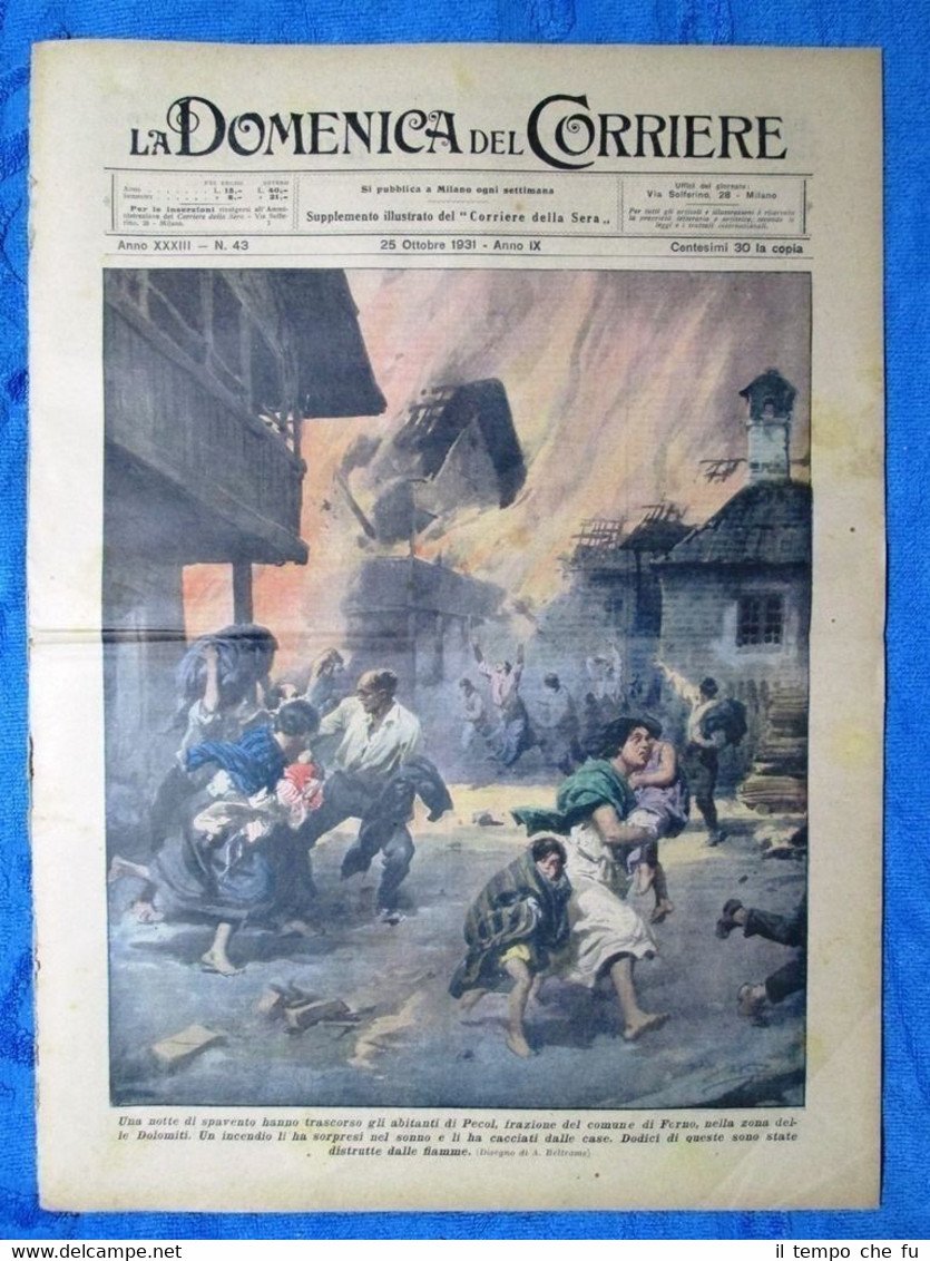 La Domenica del Corriere 25 ottobre 1931 Pecol,Ferno - Colonia …