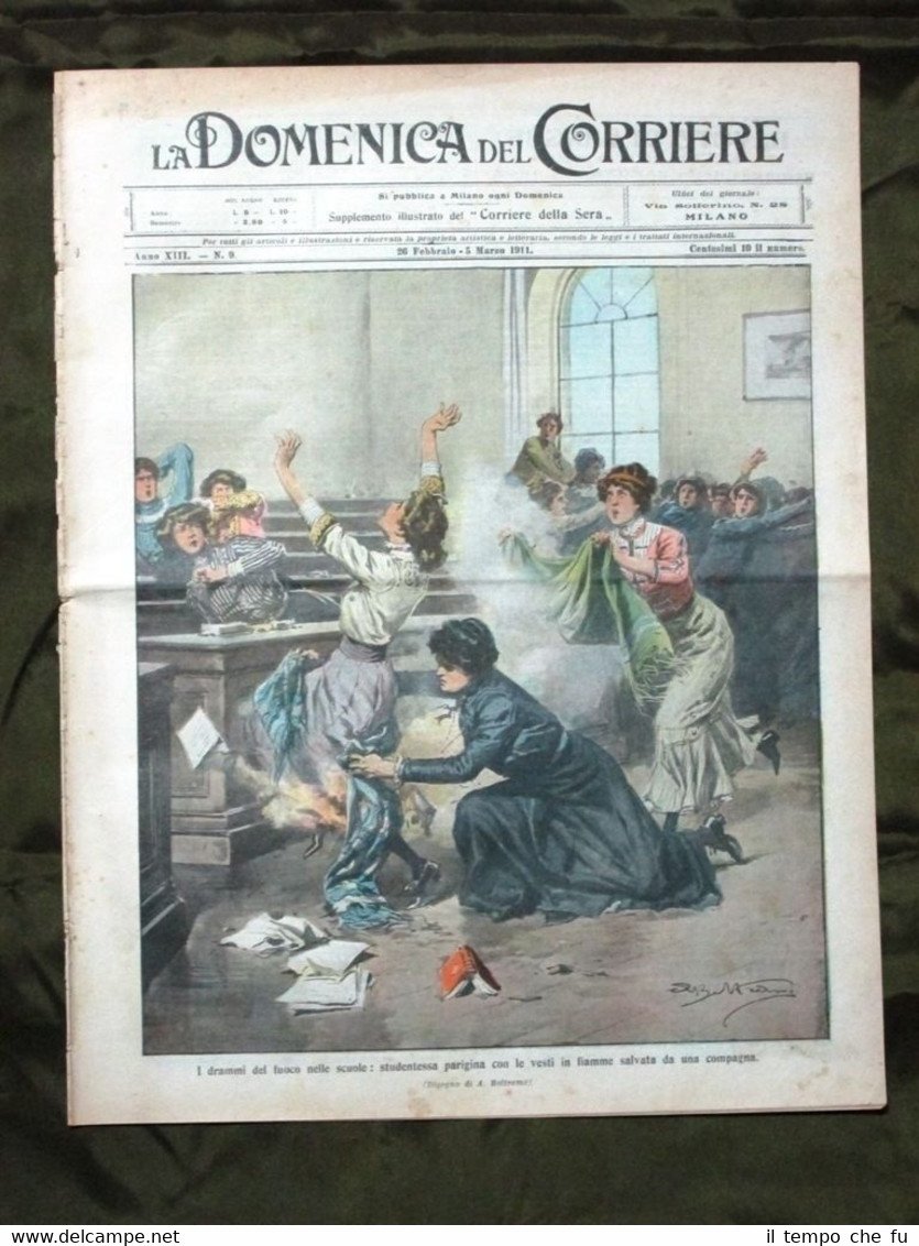 La Domenica del Corriere 26 Febbraio 1911 Incendio Scuola Monete …