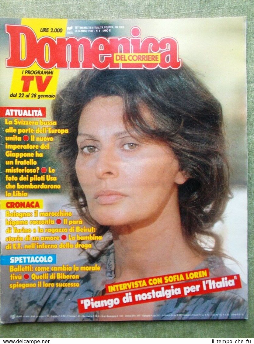 La Domenica del Corriere 26 Gennaio 1989 Biberon Loren Gheddafi …