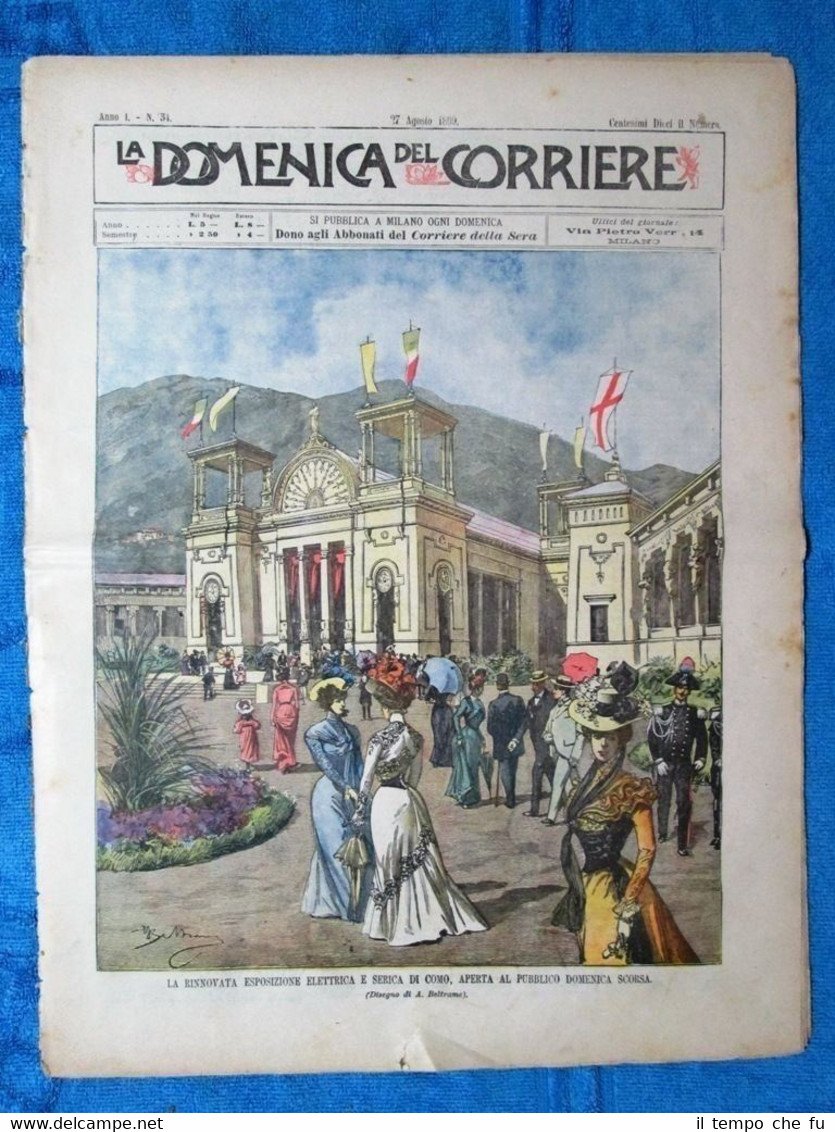 La Domenica del Corriere 27 agosto 1899 Como - Dreyfus-Labori …