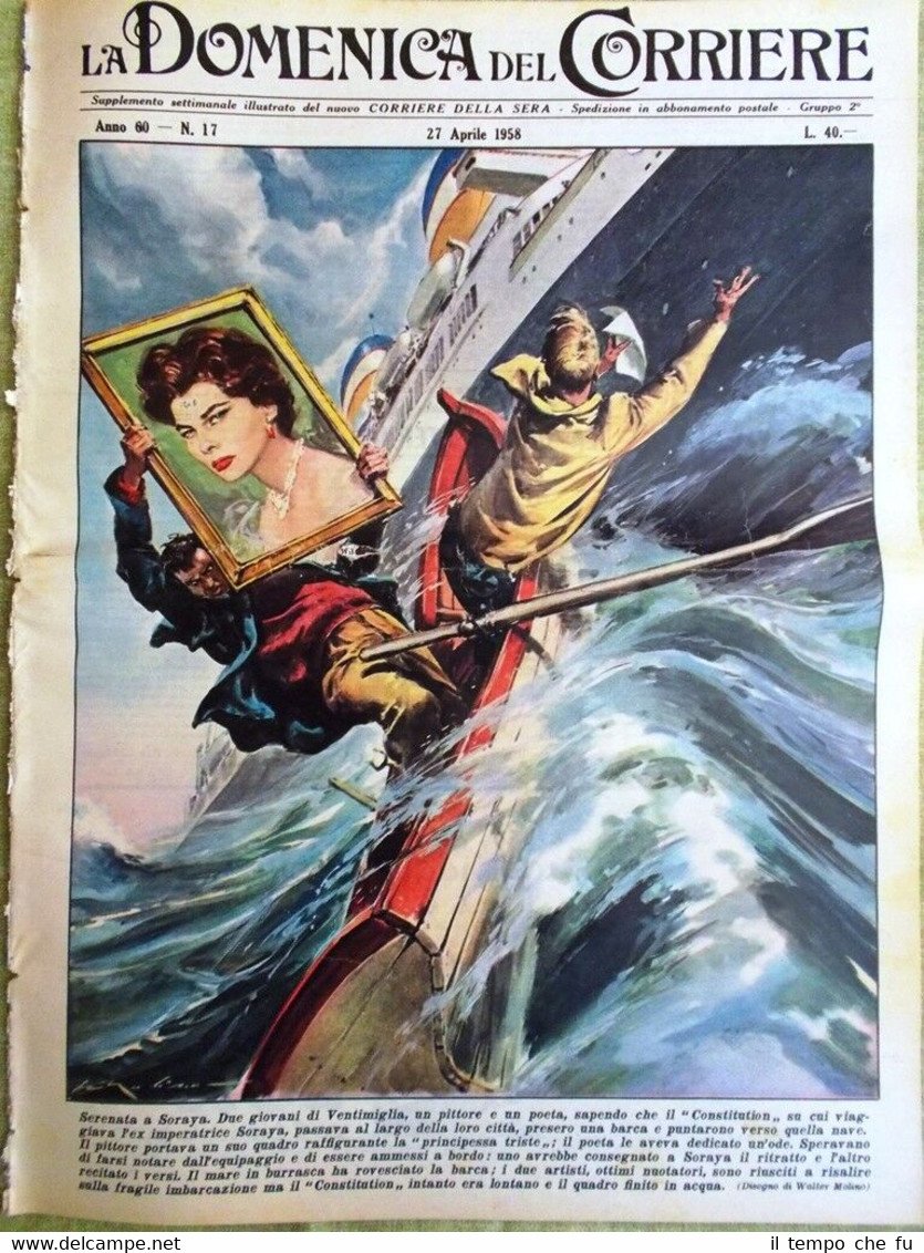 La Domenica del Corriere 27 Aprile 1958 Soraya Amburgo Zatopek …
