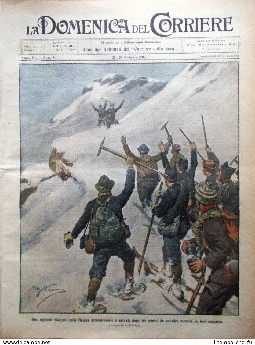 La Domenica del Corriere 28 Febbraio 1909 Tumulto in Calabria …