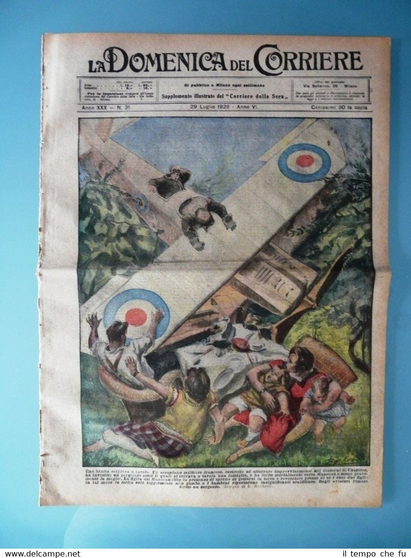 La Domenica del Corriere 29 Luglio 1928 Chartres Aeroplano Manceau …