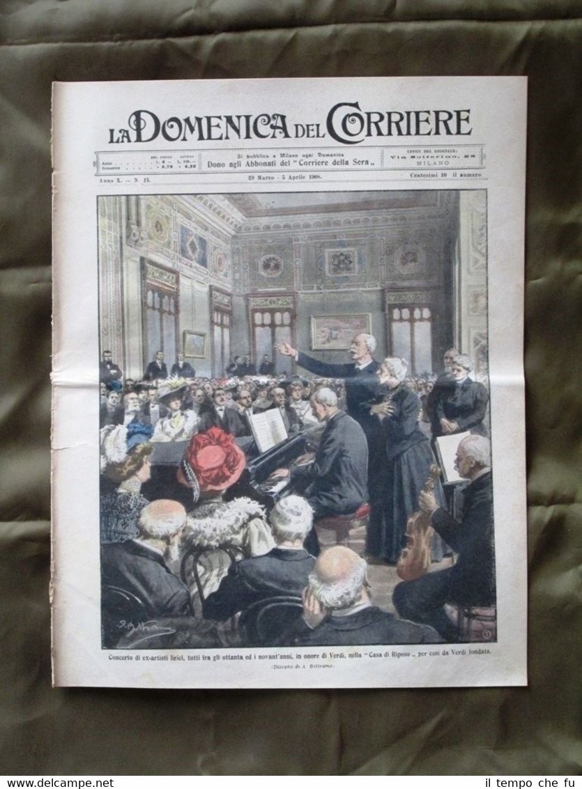 La Domenica del Corriere 29 Marzo 1908 Ex-Lirici Piazza Colonna …