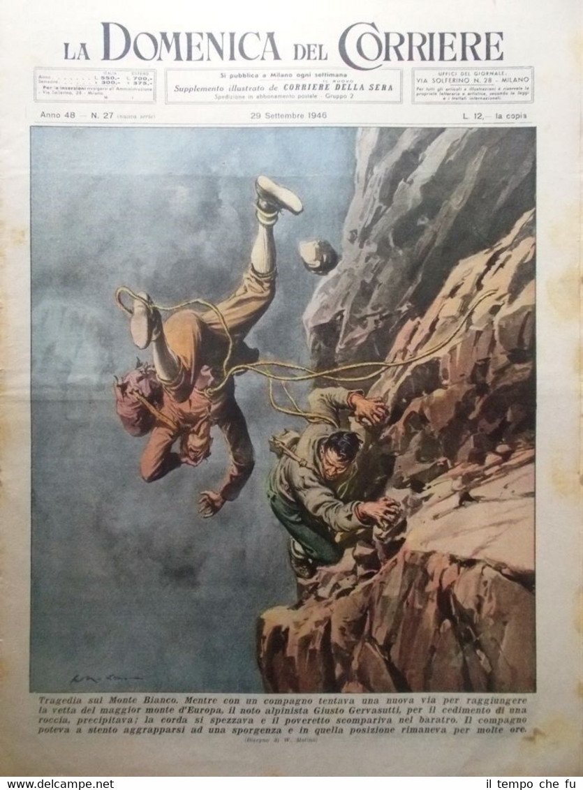 La Domenica del Corriere 29 Settembre 1946 Morte Gervasutti Norvegia …