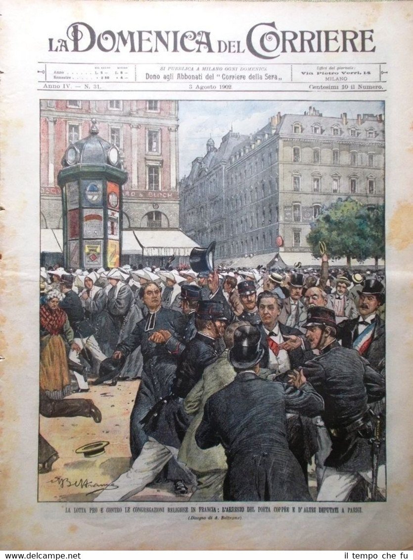 La Domenica del Corriere 3 Agosto 1902 Congregazioni Francia Papa …