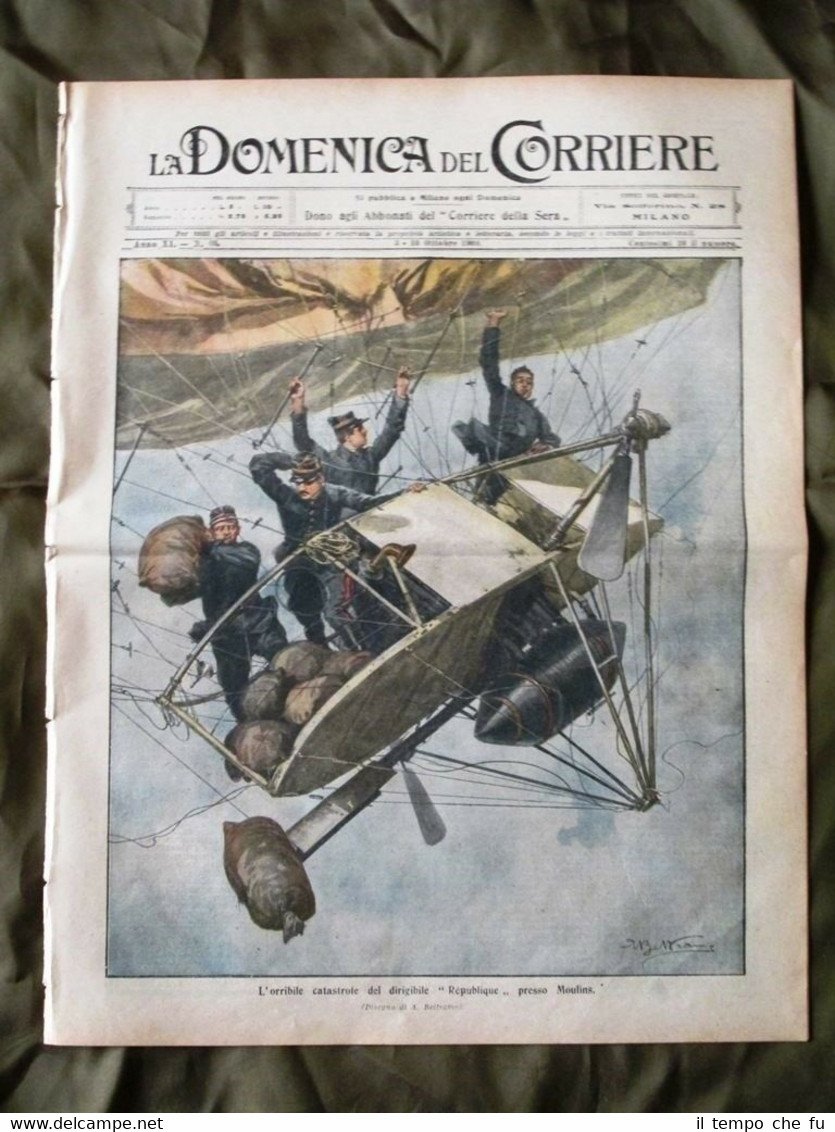La Domenica del Corriere 3 Ottobre 1909 Dirigibile Salvataggio Genova …
