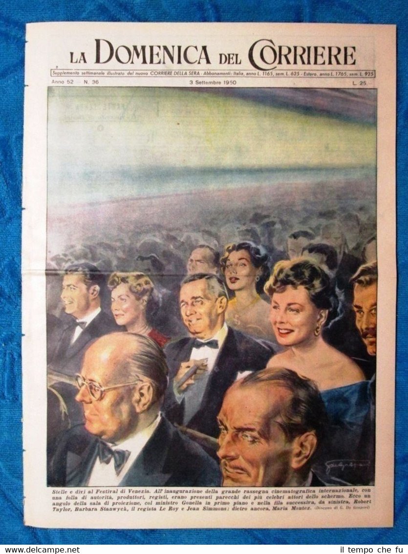 La Domenica del Corriere 3 settembre 1950 Festival Venezia -Castagnole …