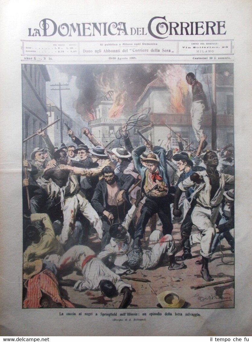 La Domenica del Corriere 30 Agosto 1908 Aviazione Wright Negri …