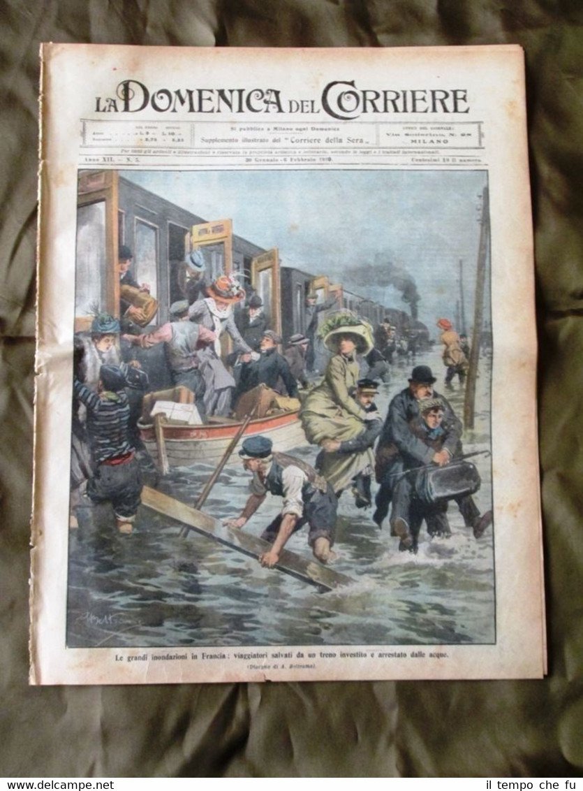 La Domenica del Corriere 30 Gennaio 1910 Inondazioni Lupi Elezioni …