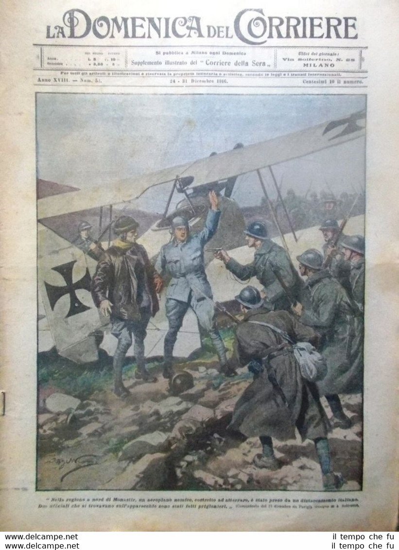 La Domenica del Corriere 31 Dicembre 1916 WW1 Francia Torpedine …