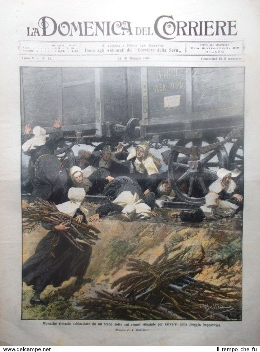 La Domenica del Corriere 31 Maggio 1908 Moda Cifariello Targa …