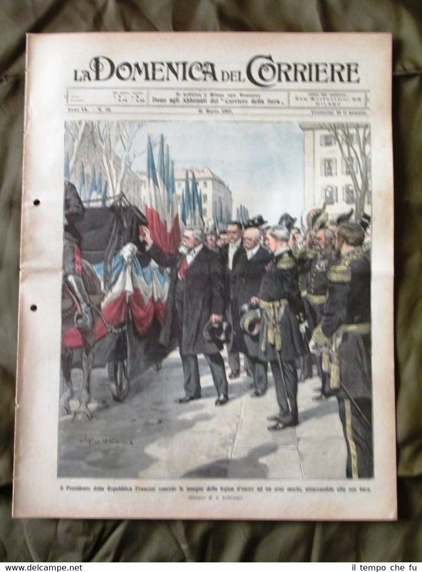 La Domenica del Corriere 31 Marzo 1907 Fallières Francia Cani …