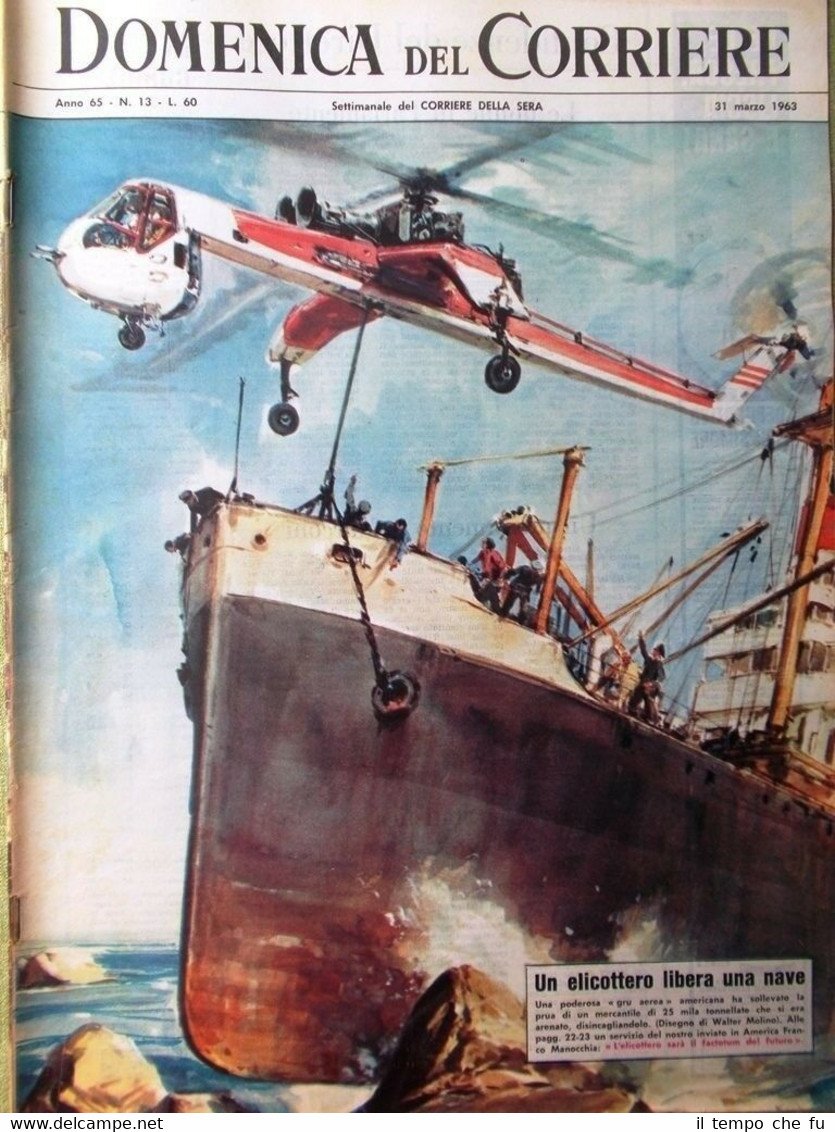 La Domenica del Corriere 31 Marzo 1963 Ufo Aldilà Elicottero …