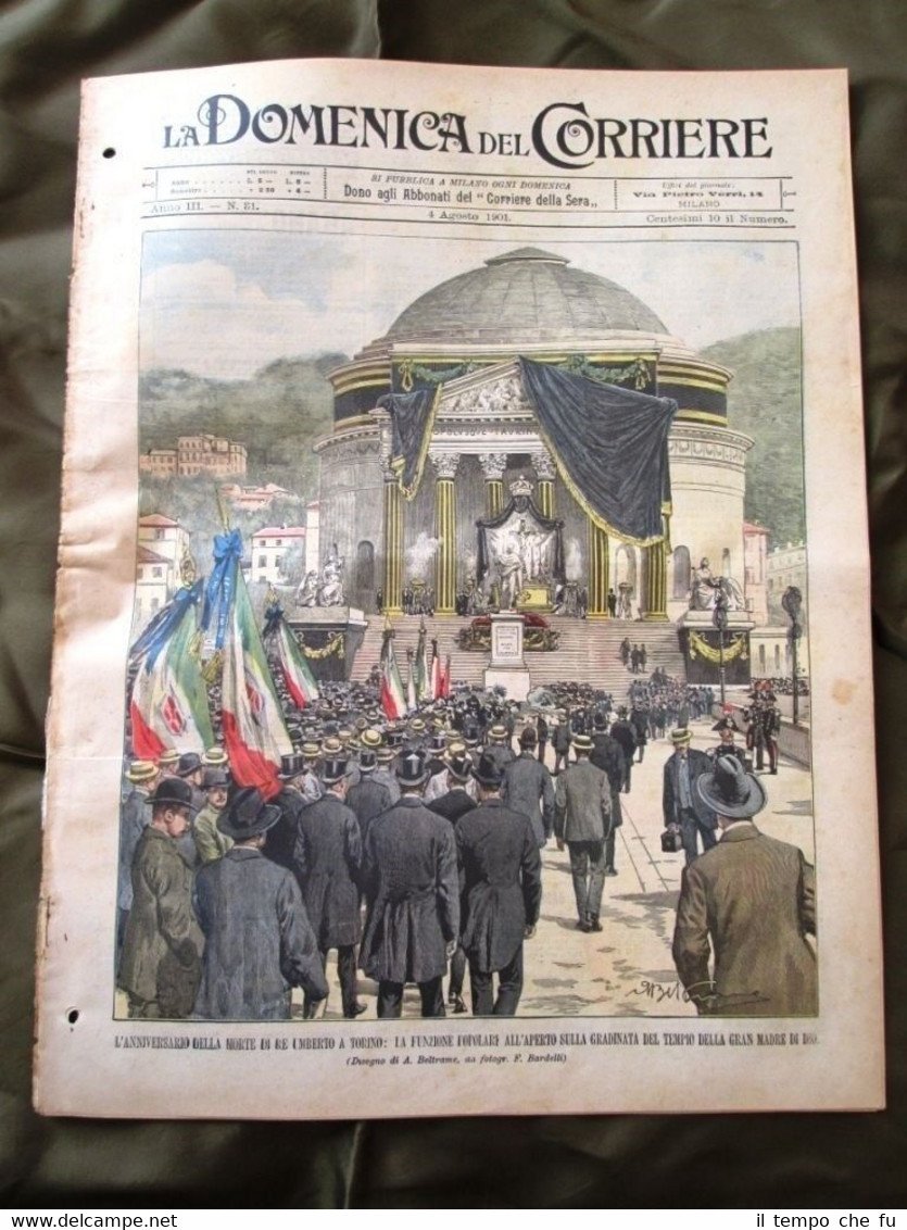 La Domenica del Corriere 4 Agosto 1901 Re Umberto-Alpinisti-1° Statua …