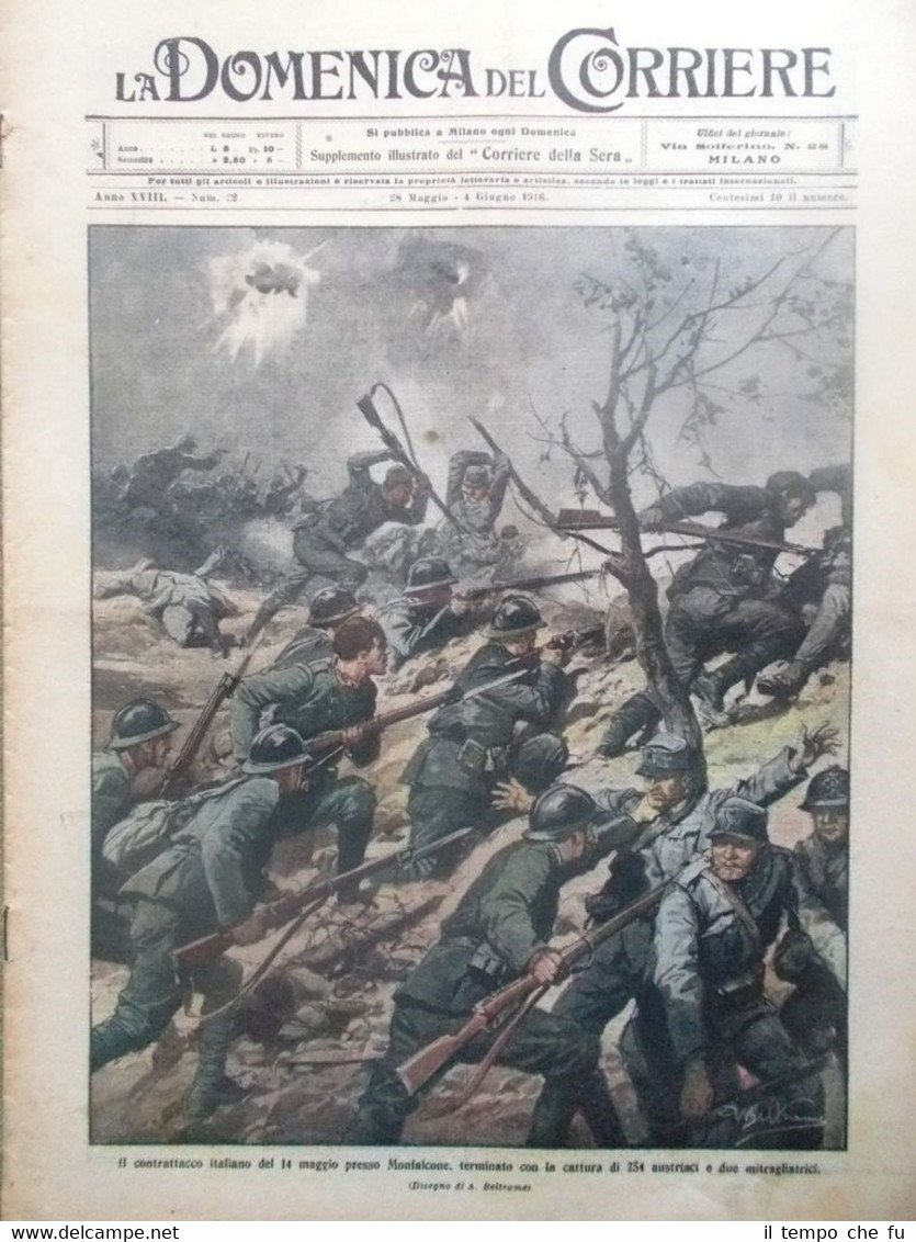 La Domenica del Corriere 4 Giugno 1916 WW1 Monfalcone Francia …
