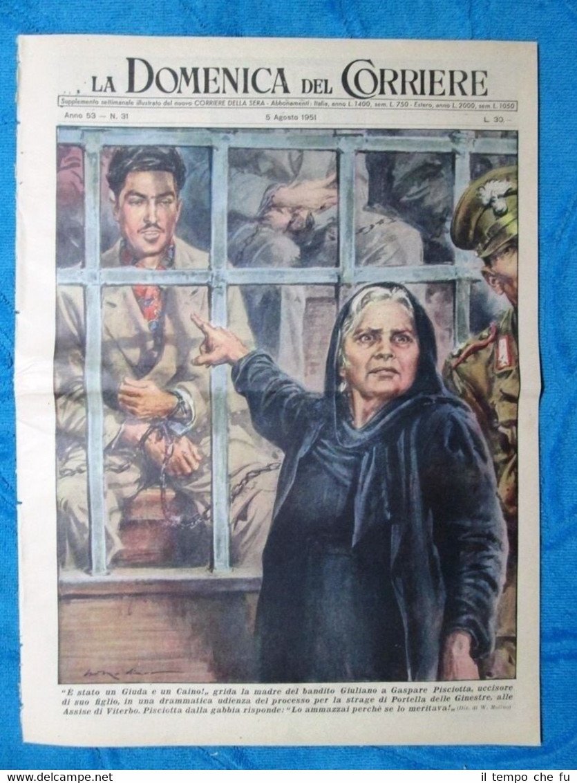 La Domenica del Corriere 5 agosto 1951 G.Pisciotta - P.Weir …