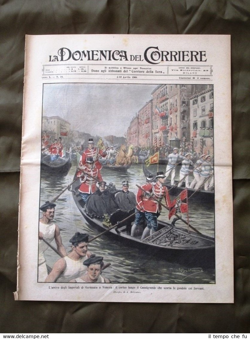 La Domenica del Corriere 5 Aprile 1908 Canalgrande Lotta Boa …