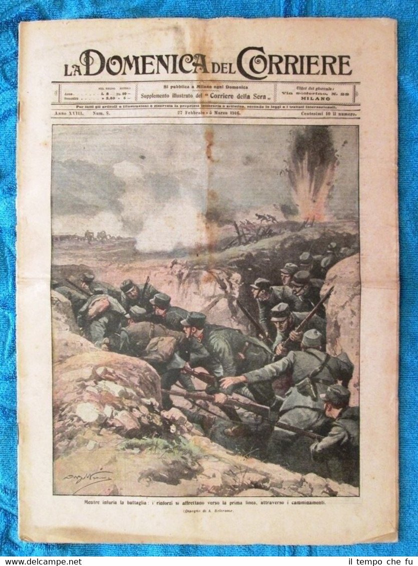 La Domenica del Corriere 5 marzo 1916 WW1 Prima linea …