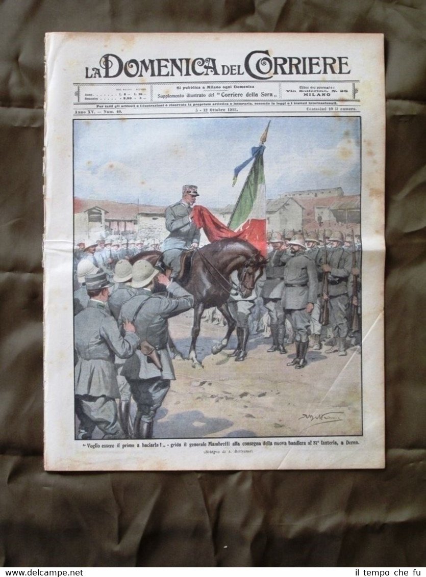 La Domenica del Corriere 5 Ottobre 1913 Mambretti Bandiera Derna …