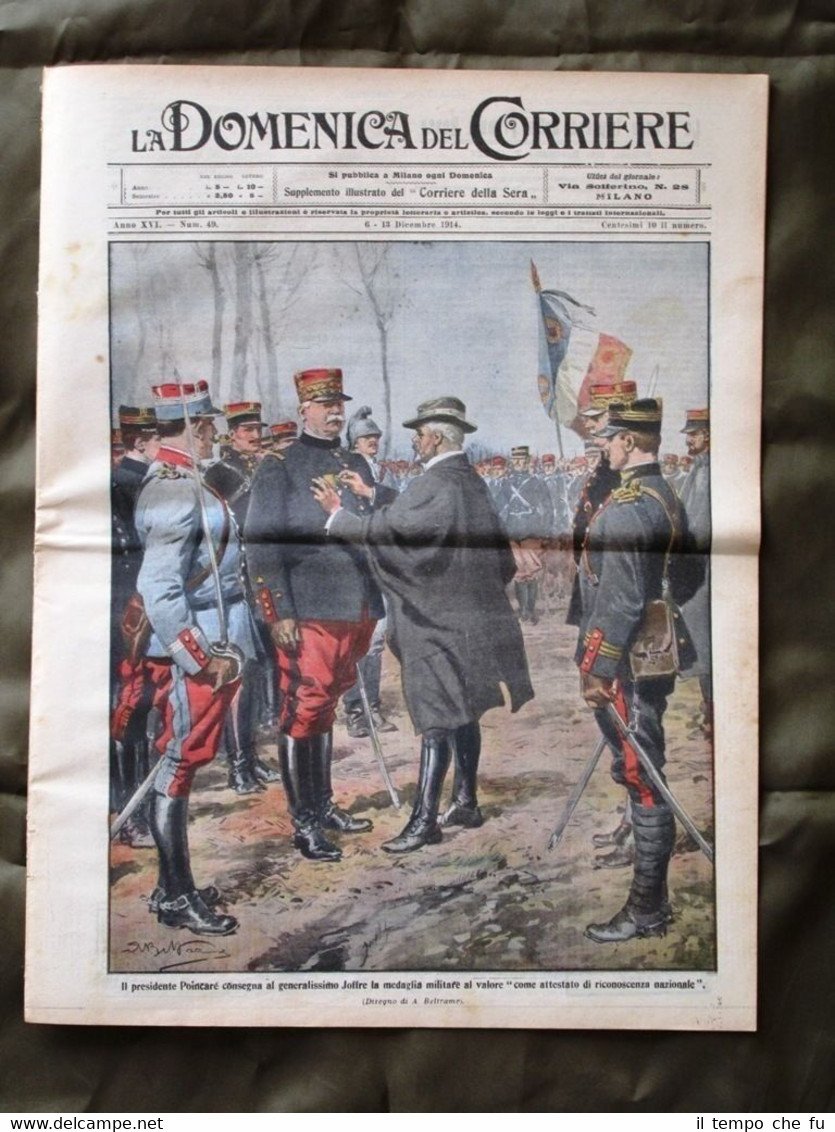 La Domenica del Corriere 6 Dicembre 1914 Poincaré Joffre Buoi …