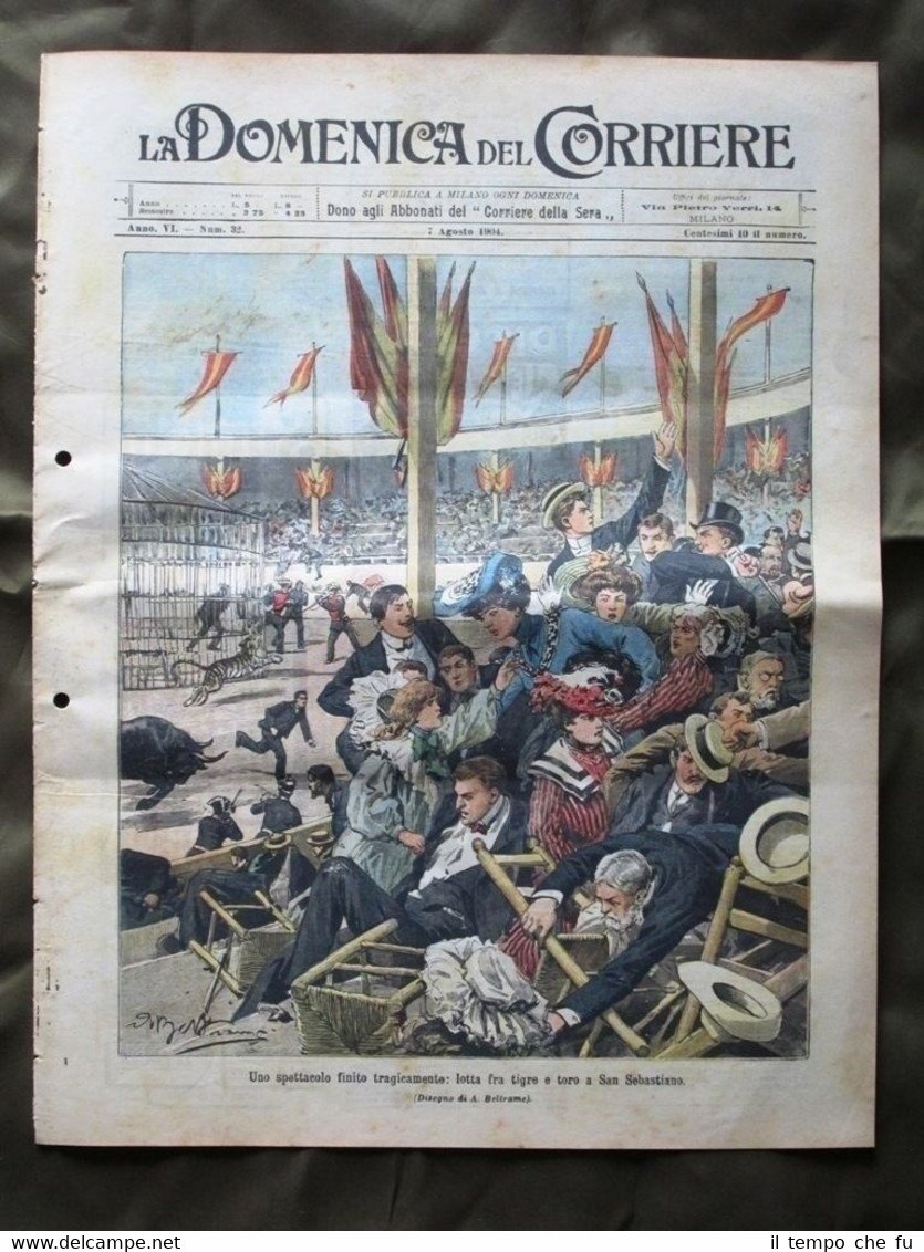 La Domenica del Corriere 7 Agosto 1904 Tragedia Serpente boa …